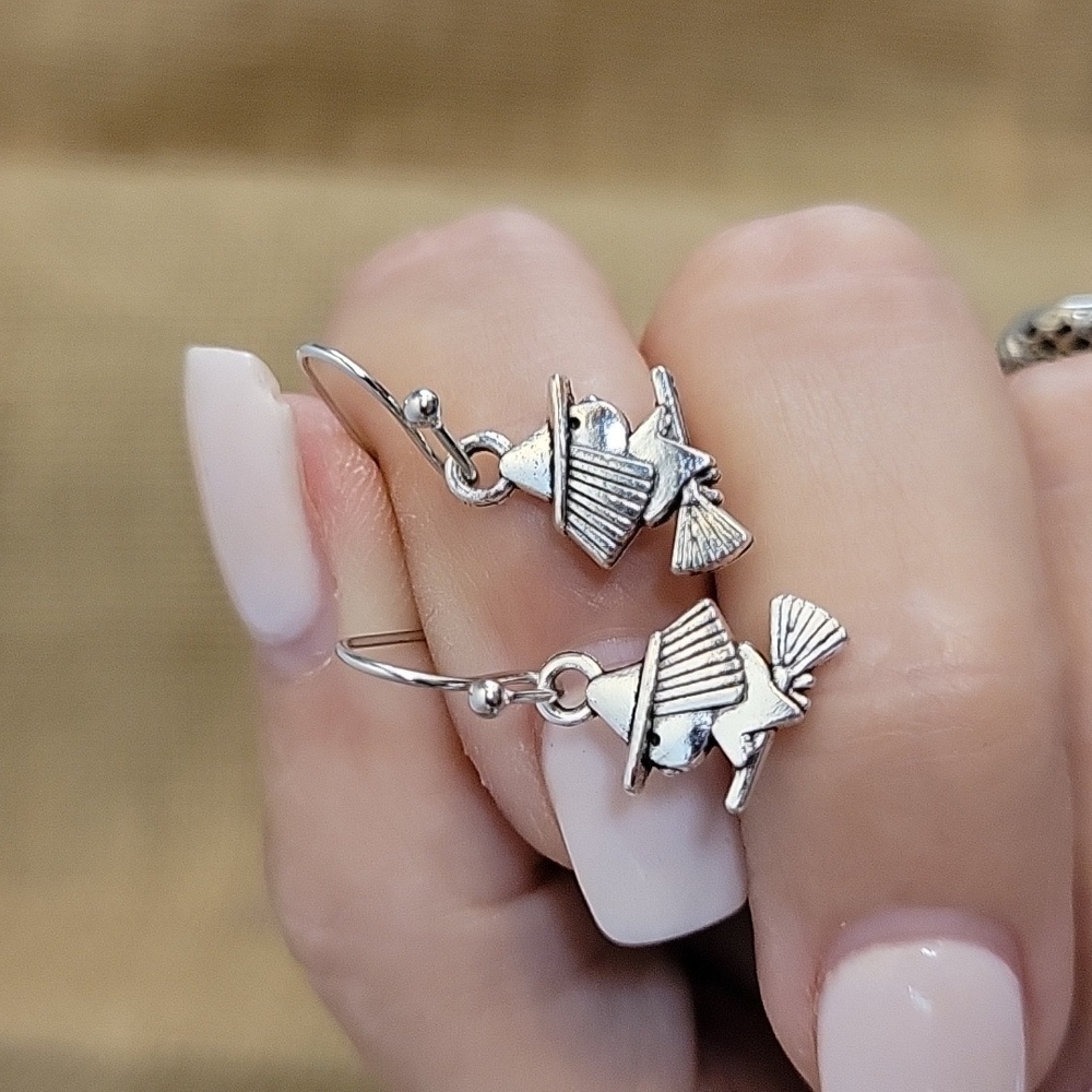 Little Witch on Broom Earrings